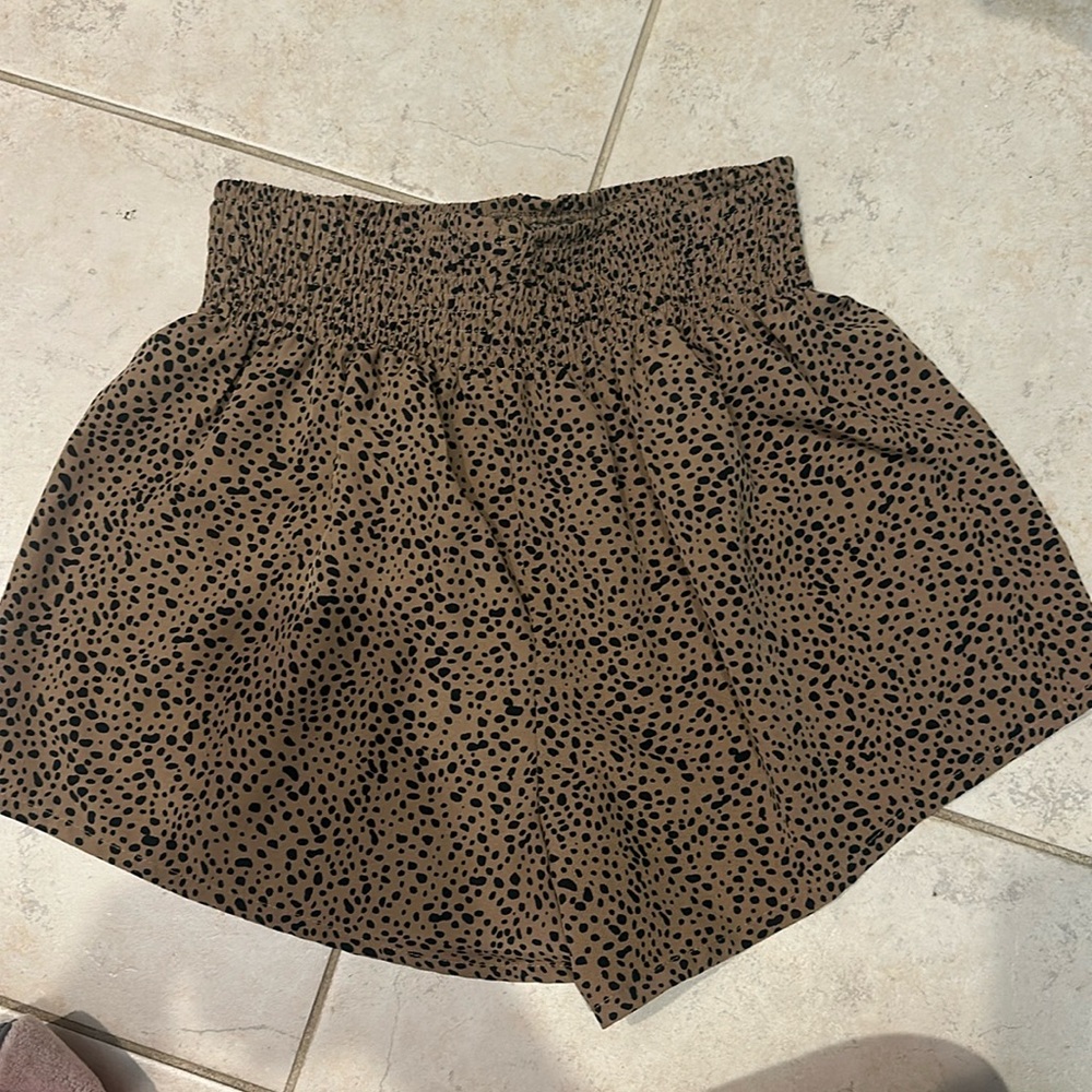Shein Shirred Waist Dalmatian Shorts